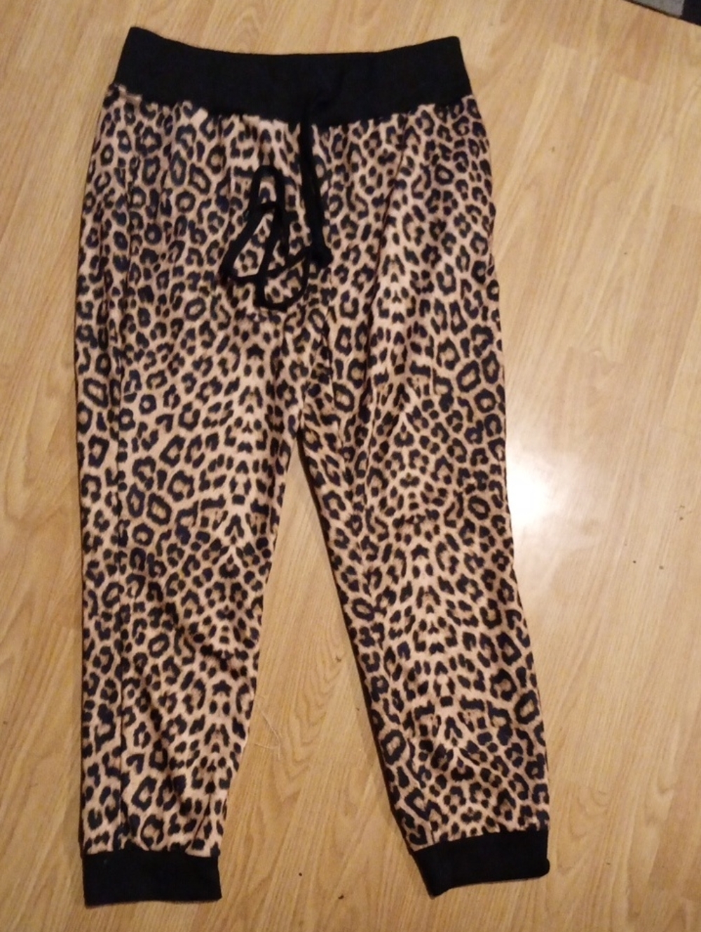 SHEIN Leopard Print Track Joggers - Black & Tan